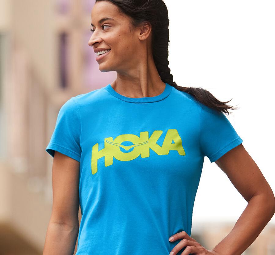 Hoka One One Brand Skjorta Dam - Blå - DRAIZ-3607